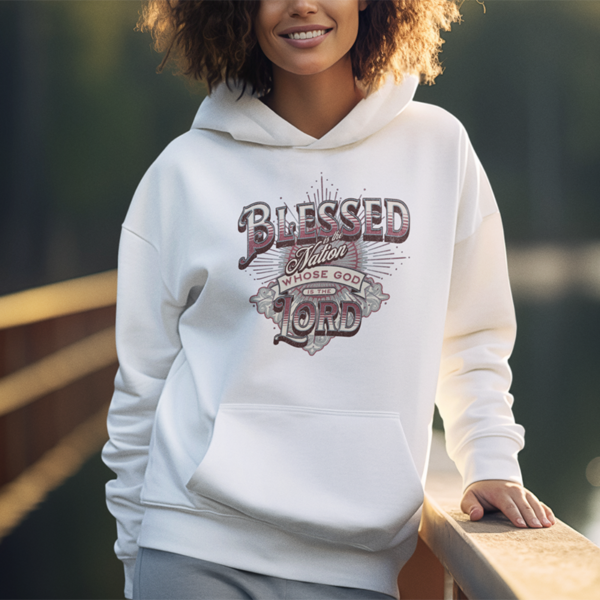 Psalm 33:12 Fleece Pullover Hoodie - Image 2