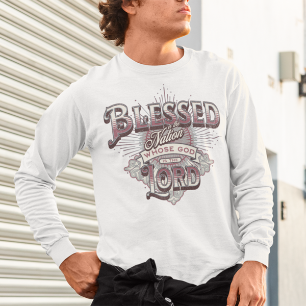 Psalm 33:12 Jersey Long Sleeve T-Shirt - Image 2