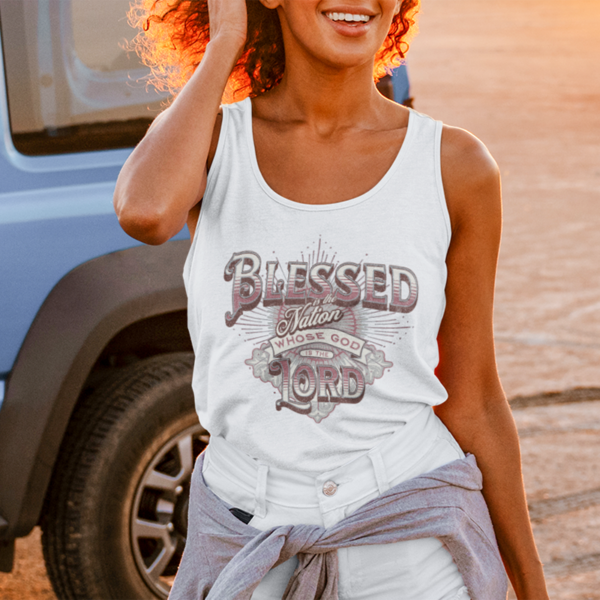 Psalm 33:12 Jersey Tank Top - Image 3